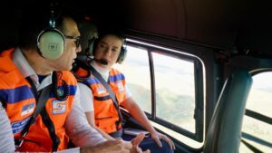 Raquel Lyra faz sobrevoo em áreas afetadas pelas fortes chuvas