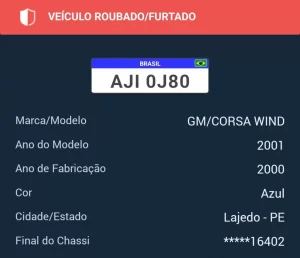 Em Calçado, carro foi furtado em praça pública