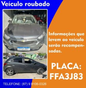 Violência: Carro foi tomado de assalto na zona rural de Calçado