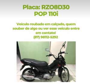 Bandidos abordam mulher e roubam moto no centro de Calçado