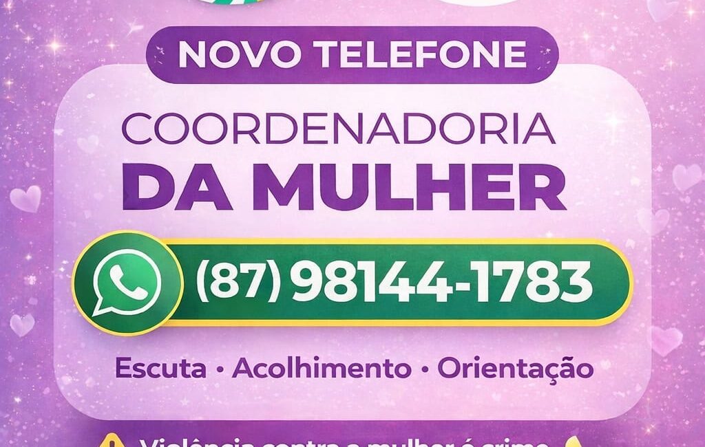 Coordenadoria da Mulher de Calçado Divulga para a População Novo Númeo de Telefone